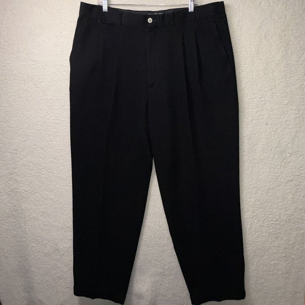 Ping Mens Black Pleated Golf Pants 40x32.5 Rayon Blend Cuffed